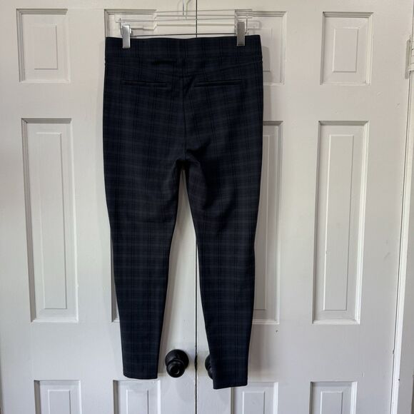 Liverpool Pull On Legging 12/31 Pant Ponte Knit Night Sky Blue Plaid Stretch EUC - Picture 3 of 12